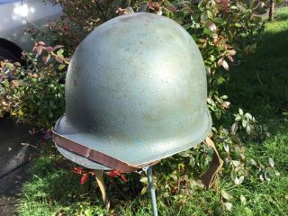Ww2 U.  S.  Navy Deck Blue M1 Fixed Bail Helmet With Liner Named