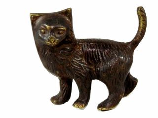 Outstanding Old Vintage Solid Brass Bronze Cat Figurine