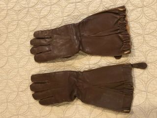 Wwii Us Aaf Army Air Force Leather Flying Gloves Size 9/2 -
