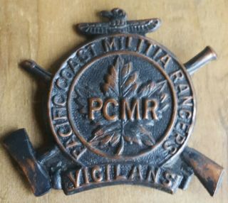 PCMR Pacific Coast Militia Rangers Cap Badge & Victory Lions Patriotic Badge 2