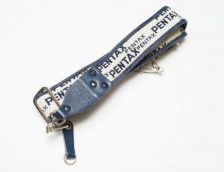 Awesome Vintage Canvas/leather Pentax Branded Camera Strap Blue/offwhite