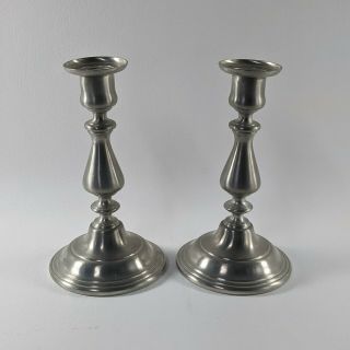 Colonial Style International Pewter Candle Holders (2)
