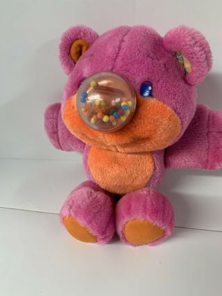 Vintage 1987 Playskool Nosy Bear Gumlet Gumball Pink Stuffed Animal Plush Toy