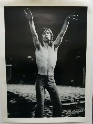 Vintage Mick Jagger Poster " In America Tour 1975 " 25 " ×18.  5 " Rolling Stones