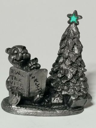 1988 Michael Ricker Pewter Figurine Twas The Night Before Christmas Tree&bears