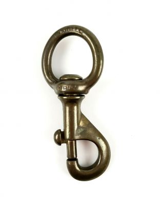 Vintage 3 1/2 " Brass Ludell Italy Swivel Snap Hook Clip For Flag Pole Sail Boat