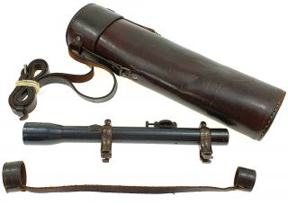 Vintage Sniper Rifle Scope Ajack 2.  5x52 Wwi Wwii German Army Mount Bag