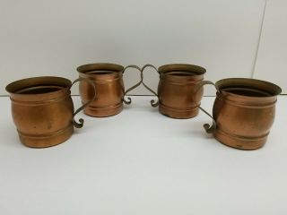 Vintage Set Of 4 Gregorian Solid Copper Mugs U.  S.  A.  Made ' 94 ' Moscow Mule ' Drink 2