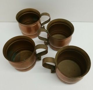 Vintage Set Of 4 Gregorian Solid Copper Mugs U.  S.  A.  Made ' 94 ' Moscow Mule ' Drink 3