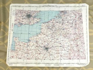 1957 Vintage Military Map Raf British Air Force France Europe Dover Calais