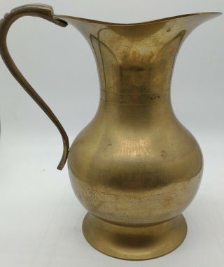 Vintage Brass Handled Vase Pitcher Jug Solid Brass India Brass