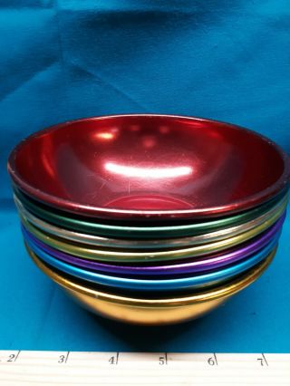 Vintage Bascal Aluminum Colored Bowls - Set Of 7
