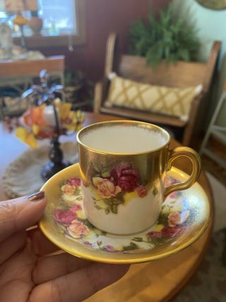 Vintage/ Royal Chelsea/ Golden Rose 2 Small Teacup /coffee Demitasse Cup Saucer