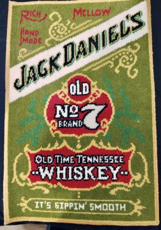 Vintage Authentic Jack Daniels Whiskey Rug Sign Wall Tapestry Decor 27”x18” Rare