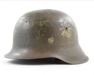 Wwii Luftwaffe German M42 Helmet Tri - Color Normandy Camoflauge