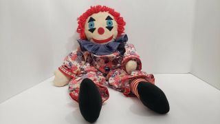 Vtg Haunted ? Handmade Cloth Clown Doll Very Old And Creepy Folk Art Primitive