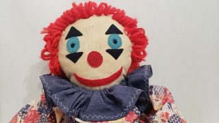 VTG Haunted ? Handmade Cloth Clown Doll Very Old And Creepy Folk Art Primitive 3