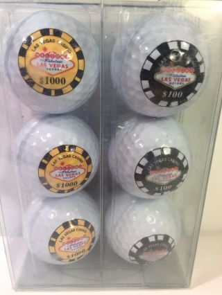 Golf Balls (set Of 6) Las Vegas Casino Rare Collectible Gift Man Cave Dad Cool