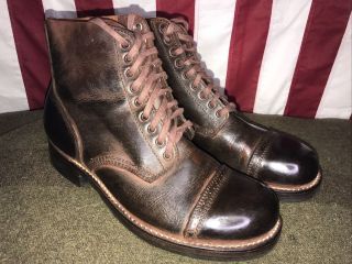 Authentic Nos Ww2 Wwii Us Army Type Ii 3/4 Service Shoes Boots Spit Shined 12d