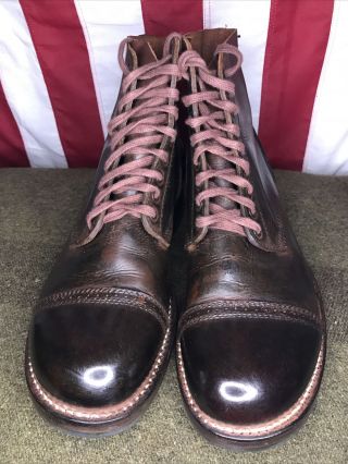 AUTHENTIC NOS WW2 WWII US ARMY TYPE II 3/4 SERVICE SHOES BOOTS SPIT SHINED 12D 2