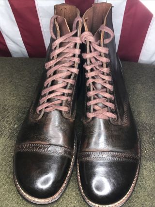 AUTHENTIC NOS WW2 WWII US ARMY TYPE II 3/4 SERVICE SHOES BOOTS SPIT SHINED 12D 3