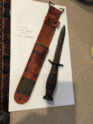 Us M3 Trench Knife Imperial With Us M6 Viner Bros 1943 Scabbord