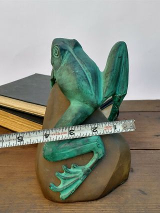 Vintage Brass Frog BookEnd Animal Nature Art Paper Weight Figurine Statue India 3