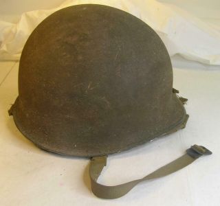 Wwii Us Army M1 Fixed Bale Steel Helmet With Hawley Liner & Chin Strap -