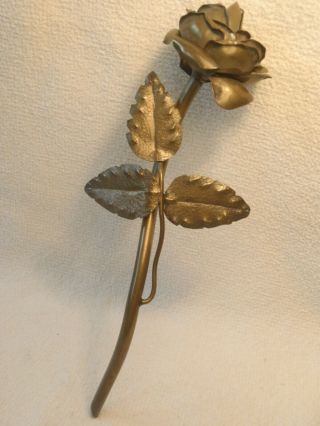 Vintage Metal Brass Rose Stem Flower Figurine
