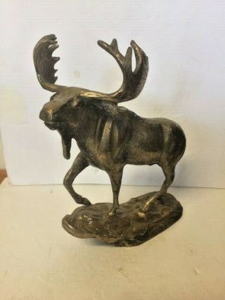 Vintage Solid Brass Caribou Elk Stag Buck Deer Figurine Statue