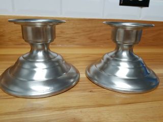 Pewter Candle Holders.  Early American Colonial Candle Holders