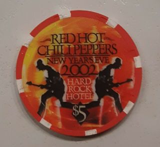 Hard Rock Hotel & Casino Las Vegas Red Hot Chili Peppers Nye 2002 $5 Chip