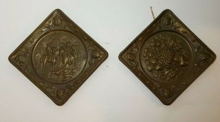Set Of 2 Vintage Elpec England Decorative Brass Plates 7 "