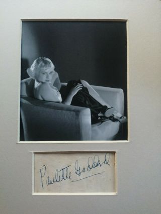 Wonderful Vintage Paulette Goddard Autograph.  Charlie Chaplin Actress