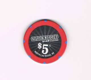 $5 Silver Nugget Casino Chip - North Las Vegas,  Nevada