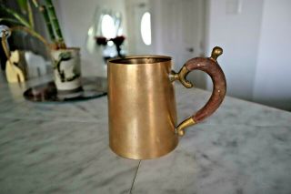 Vintage Brass Mug With Wooden Handle