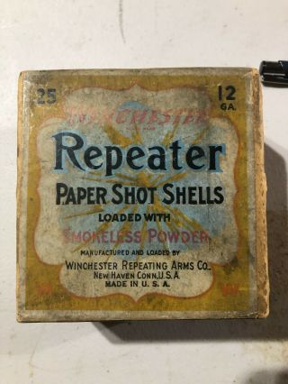 2 Pc Vintage Winchester Repeater 12 Ga Shot Gun Shell Ammo Box Empty