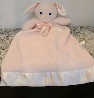 Vintage Dakin Baby Bunny Rabbit Pink Heart Security Blanket Lovey Blue Eyes 27 "