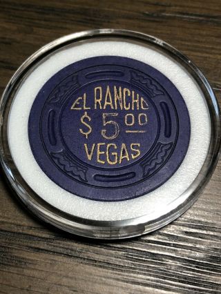 1948 El Rancho Vegas Casino Chip - Purple Large Crown Mold Tcr N1562