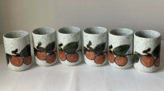 Vintage Otagiri Persimmon Handless Tea/sake Cups.  Set Of 6
