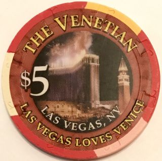 $5 Venetian Casino Chip 1st Anniversary 2000 - Las Vegas - Venice - Poker