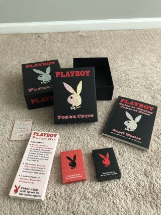 Playboy Poker Kit Boxed Set 2 Decks Cards Chips Book Neiman Illustrations