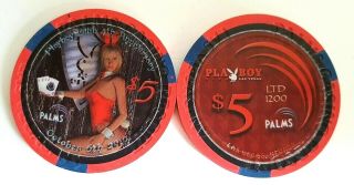 $5 Las Vegas Palms Playboy 4th Anniversary Casino Chip - Uncirculated