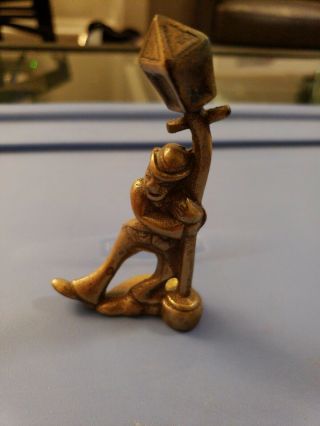 Vtg Solid Brass Man On Lamp Post Charlie Chaplin Drunk Man
