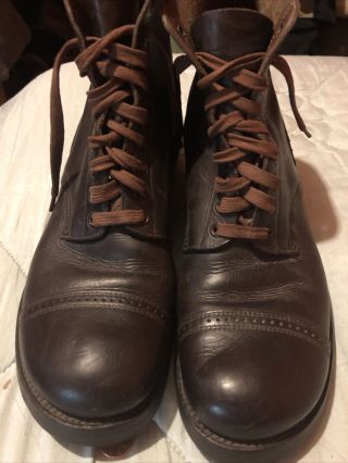 Authentic Nos Ww2 Wwii Us Army Type Service Shoes Boots Size 9.  5 Brown