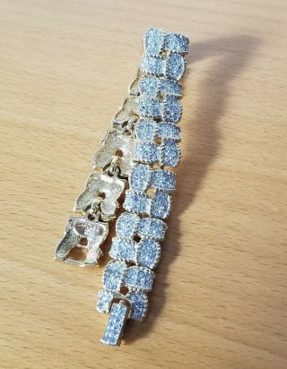Stunning Vintage Signed Carolee Clear Rhinestone Gold Tone Bracelet