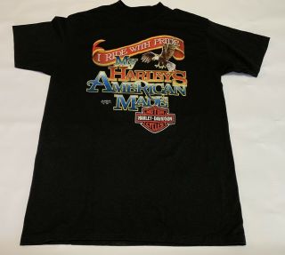 Vtg 1991 Harley Davidson Motorcycles T - Shirt I Ride With Pride American Made