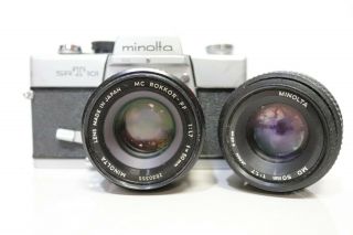 Vintage Minolta Srt101 35mm Slr Film Camera W/ 2 X Minolta Lenses 50mm - 254