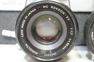 Vintage Minolta SRT101 35mm SLR Film Camera w/ 2 x Minolta Lenses 50mm - 254 2