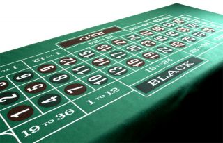 Craps & Roulette Green Casino Gaming Table Felt Layout,  72 " X 36 "